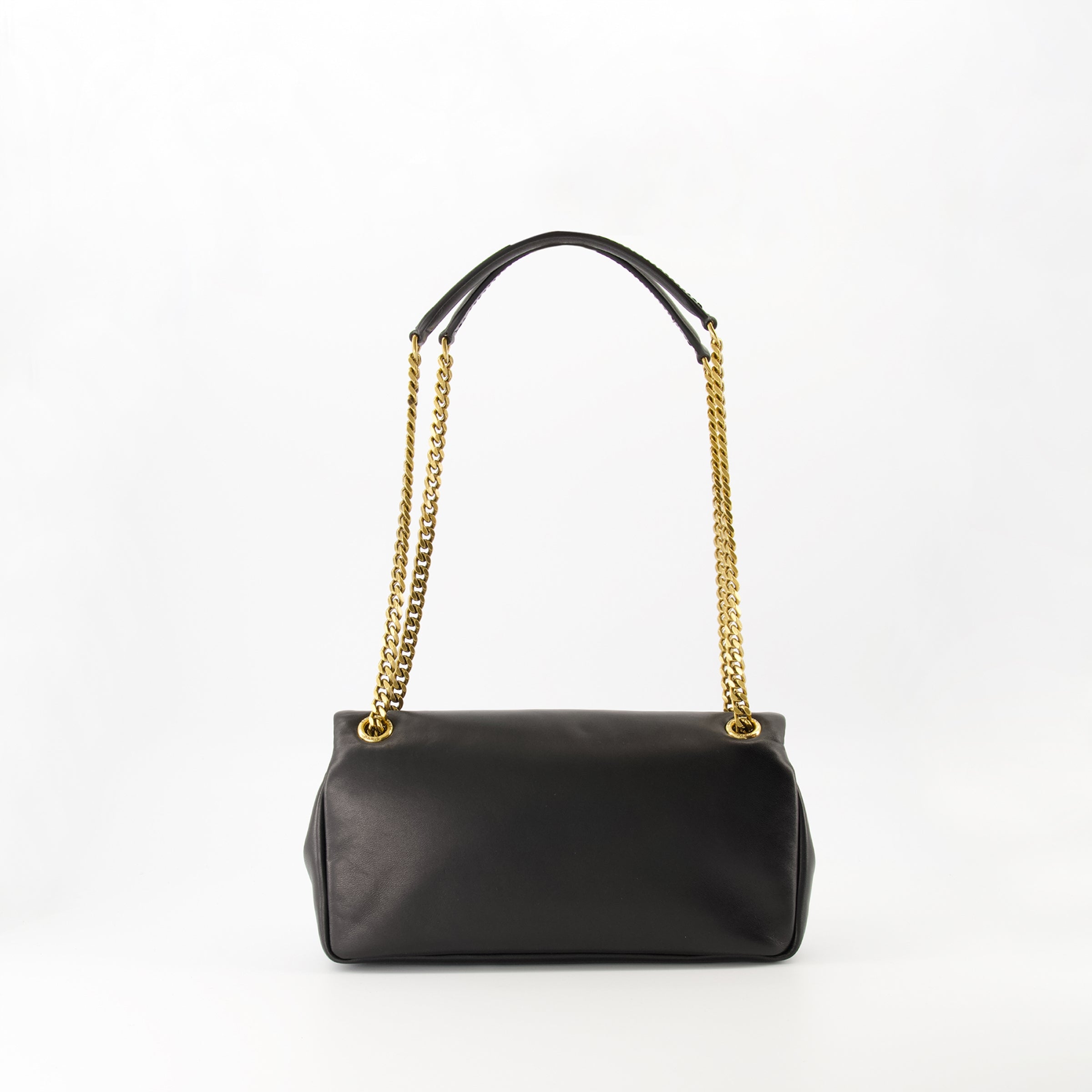Calypso small bag, leather handbag, Saint Laurent accessories, black lambskin bag, elegant shoulder bag