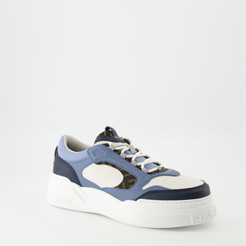 Fendi sneakers, blue sneakers, casual footwear, stylish sneakers, FF jacquard design