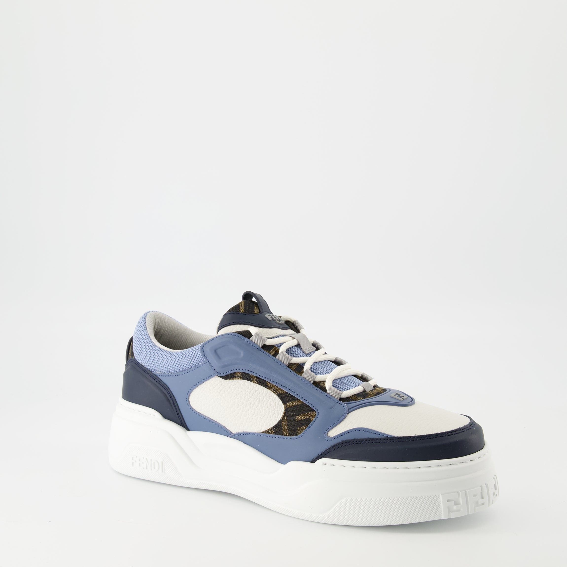 Fendi sneakers, blue sneakers, casual footwear, stylish sneakers, FF jacquard design