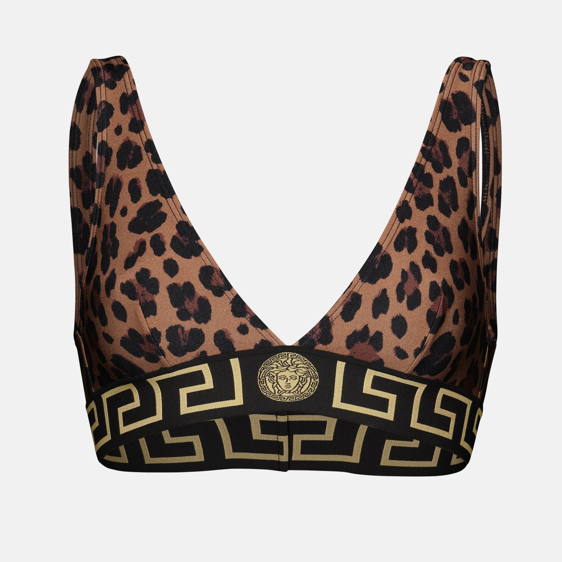 leopard bikini top, luxury swimwear, nylon bikini, stylish beachwear, animal print swimwear