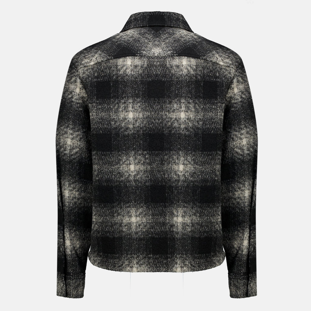 Black Checked Zip-Up Shirt
