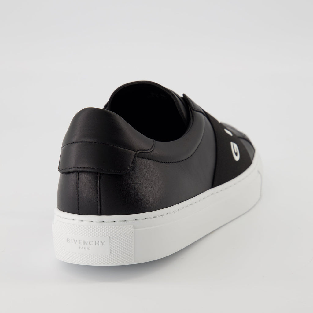 Givenchy sneakers, black leather sneakers, urban slip-on shoes, comfortable footwear, designer sneakers
