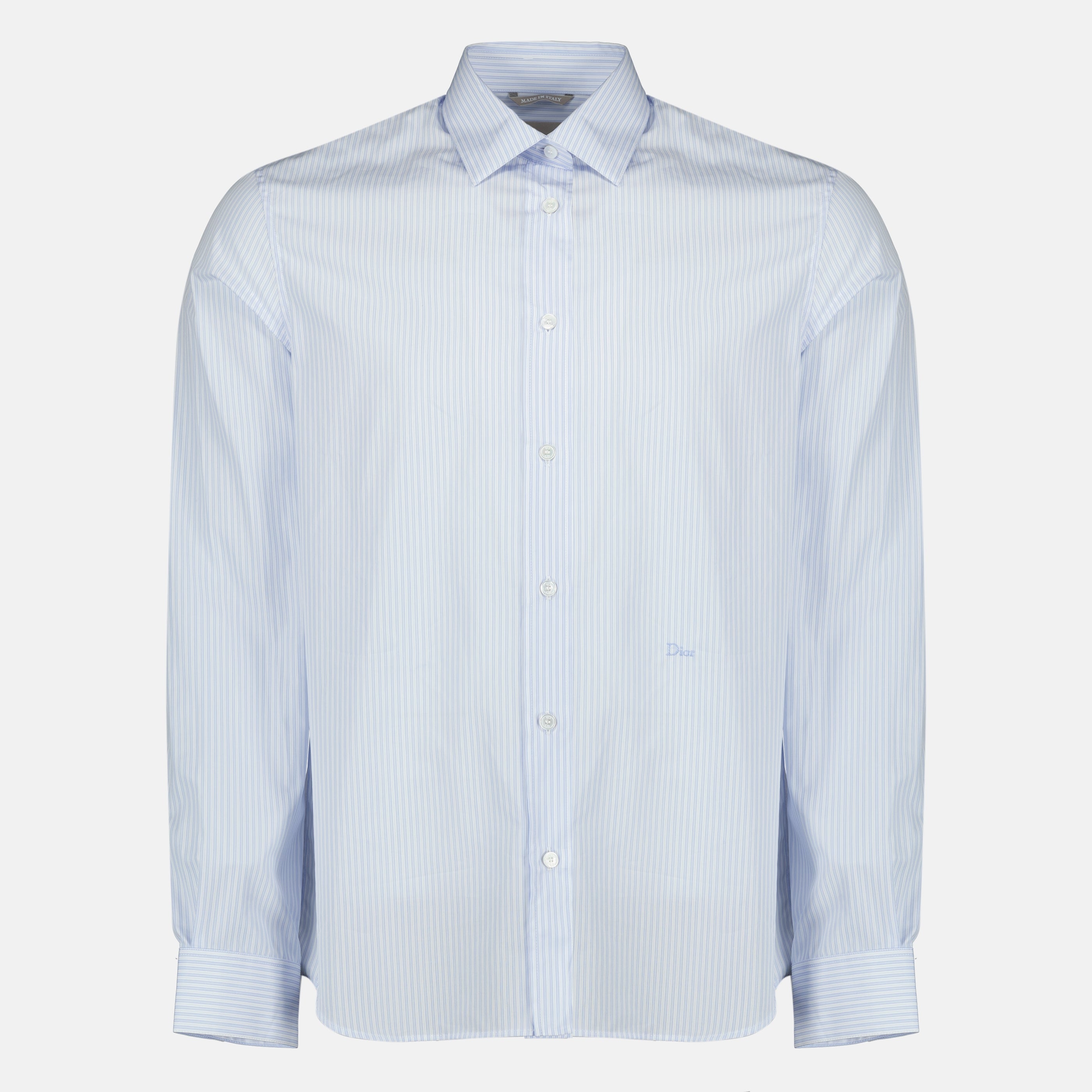 Camisa de algodón a rayas azules