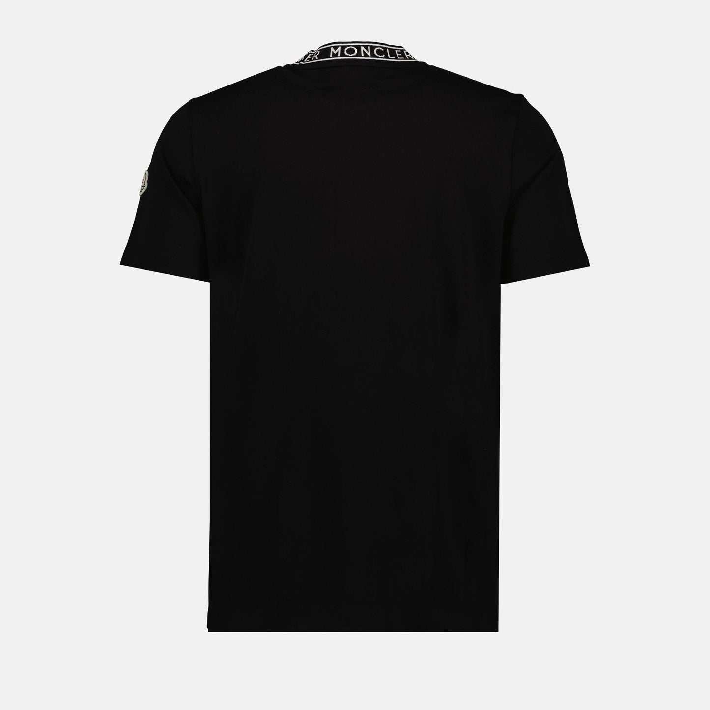 Moncler T-shirt, Black cotton T-shirt, Casual black T-shirt, Short sleeve T-shirt, Round neck T-shirt