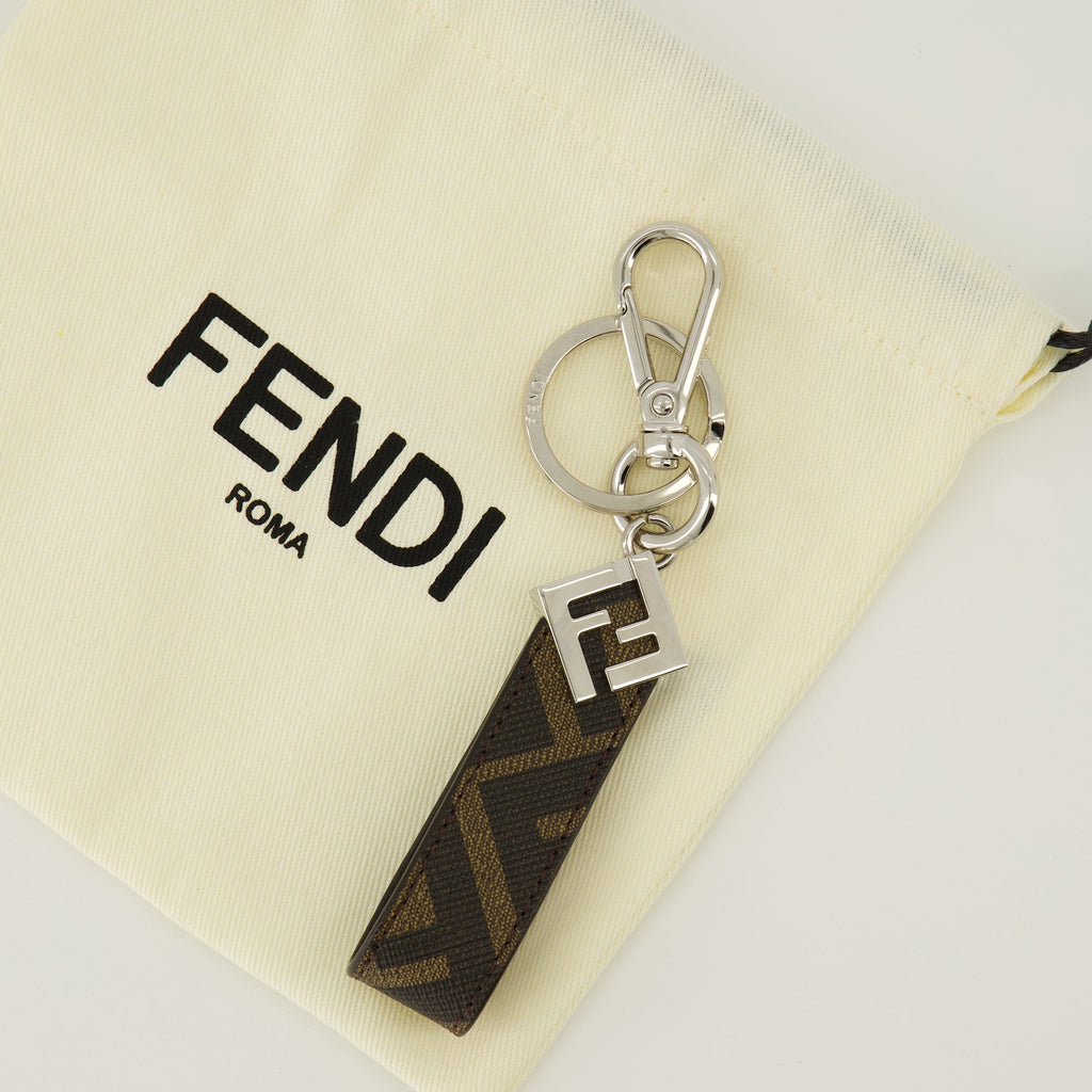 Image of Squared FF Brown keychain by Fendi for Men - Season Spring-Summer 2026 - Detail View 1