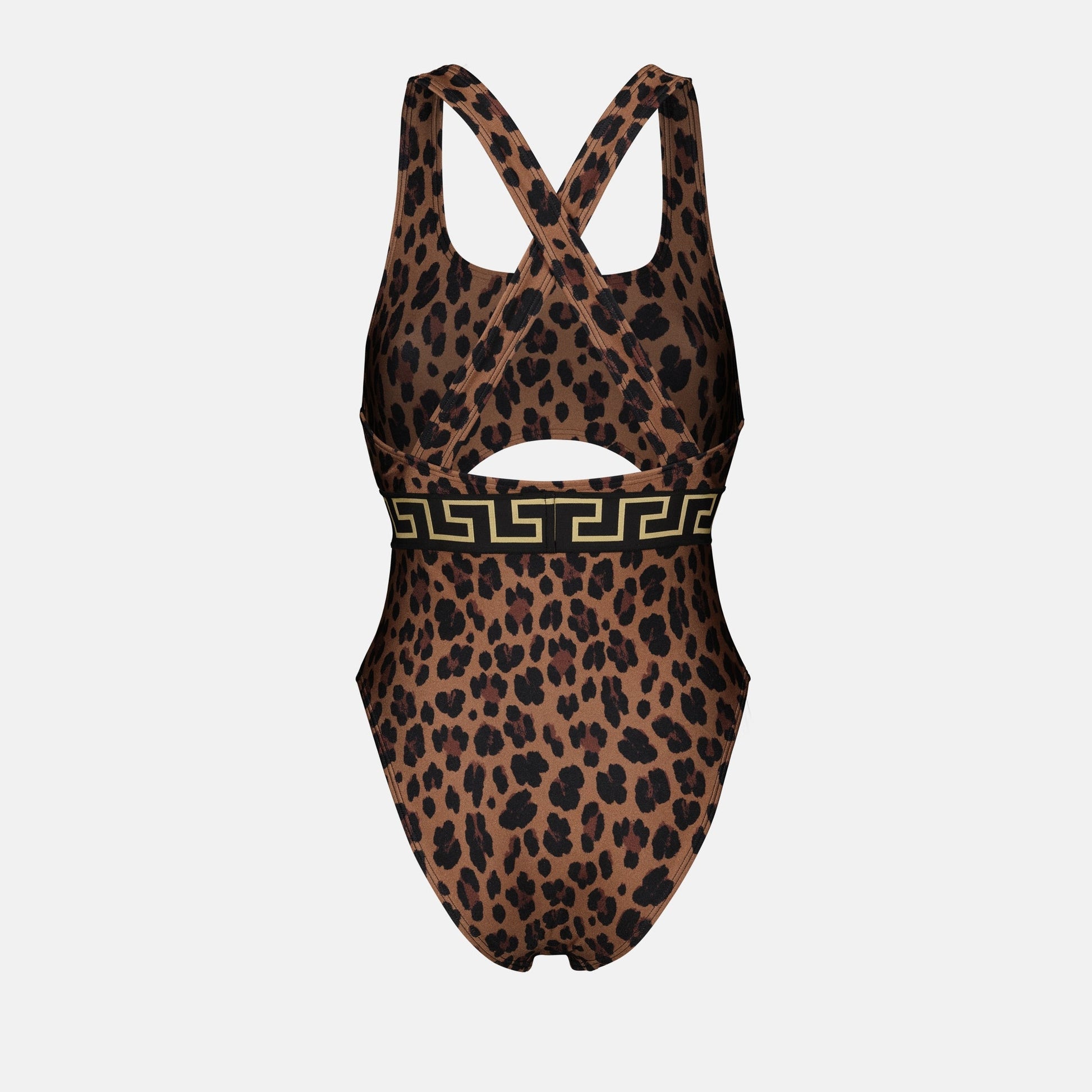 Versace swimsuit, leopard print swimwear, luxury one-piece, designer swimwear, Fall-Winter 2024