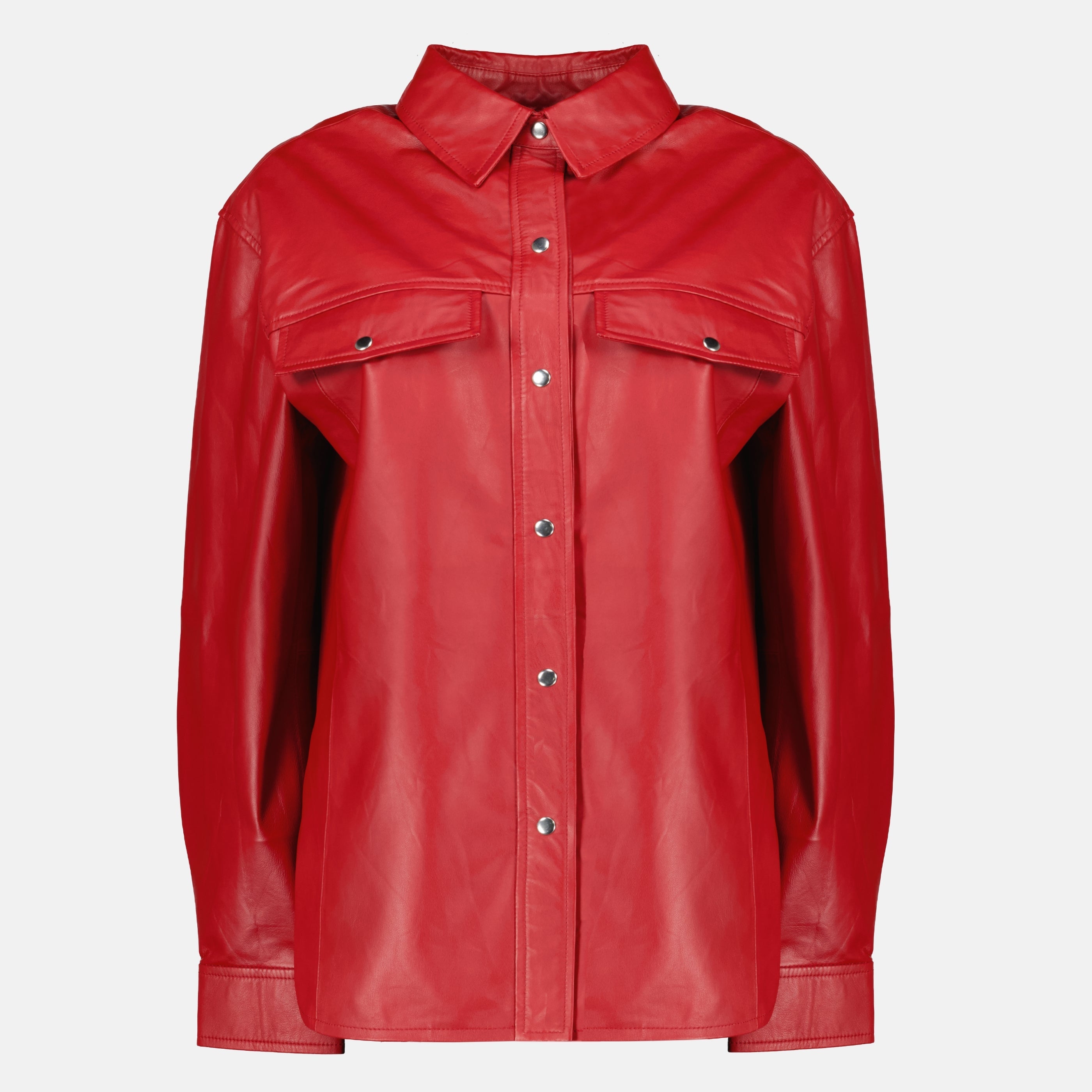 La surchemise en cuir rouge