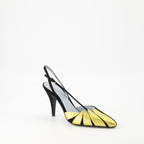 Valentino Garavani, Foliefoliage pumps, black and gold pumps, pointed toe pumps, adjustable ankle strap shoes