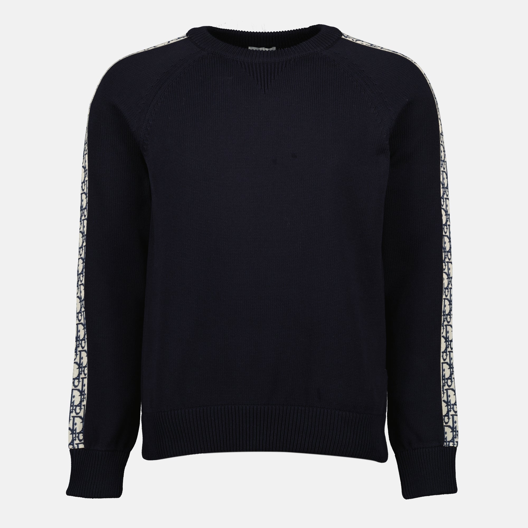 Immagine del maglione Dior Oblique blu navy di Dior per uomini - Stagione Primavera-Estate 2026 - Vista frontale