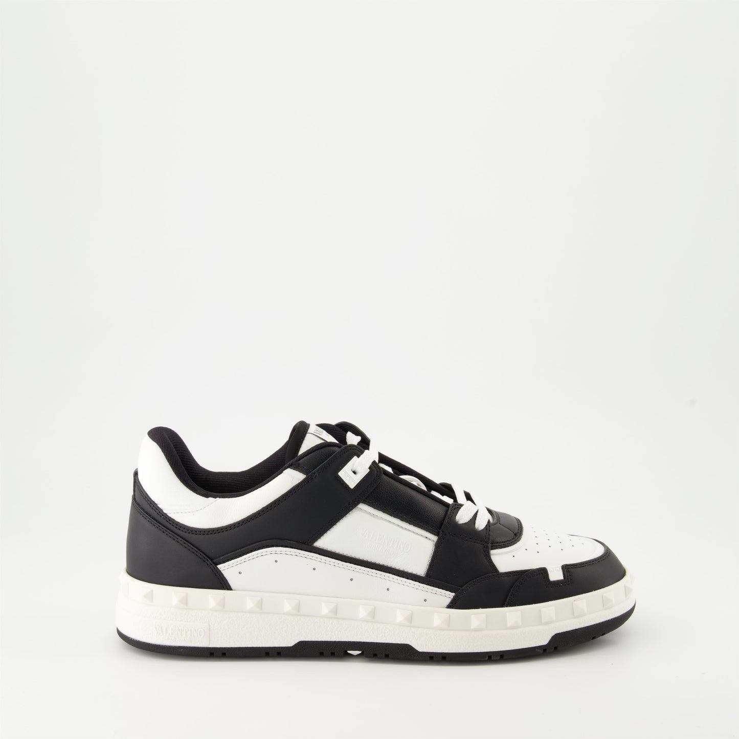 Valentino Garavani sneakers, black and white leather sneakers, luxury footwear, designer sneakers, high-end fashion