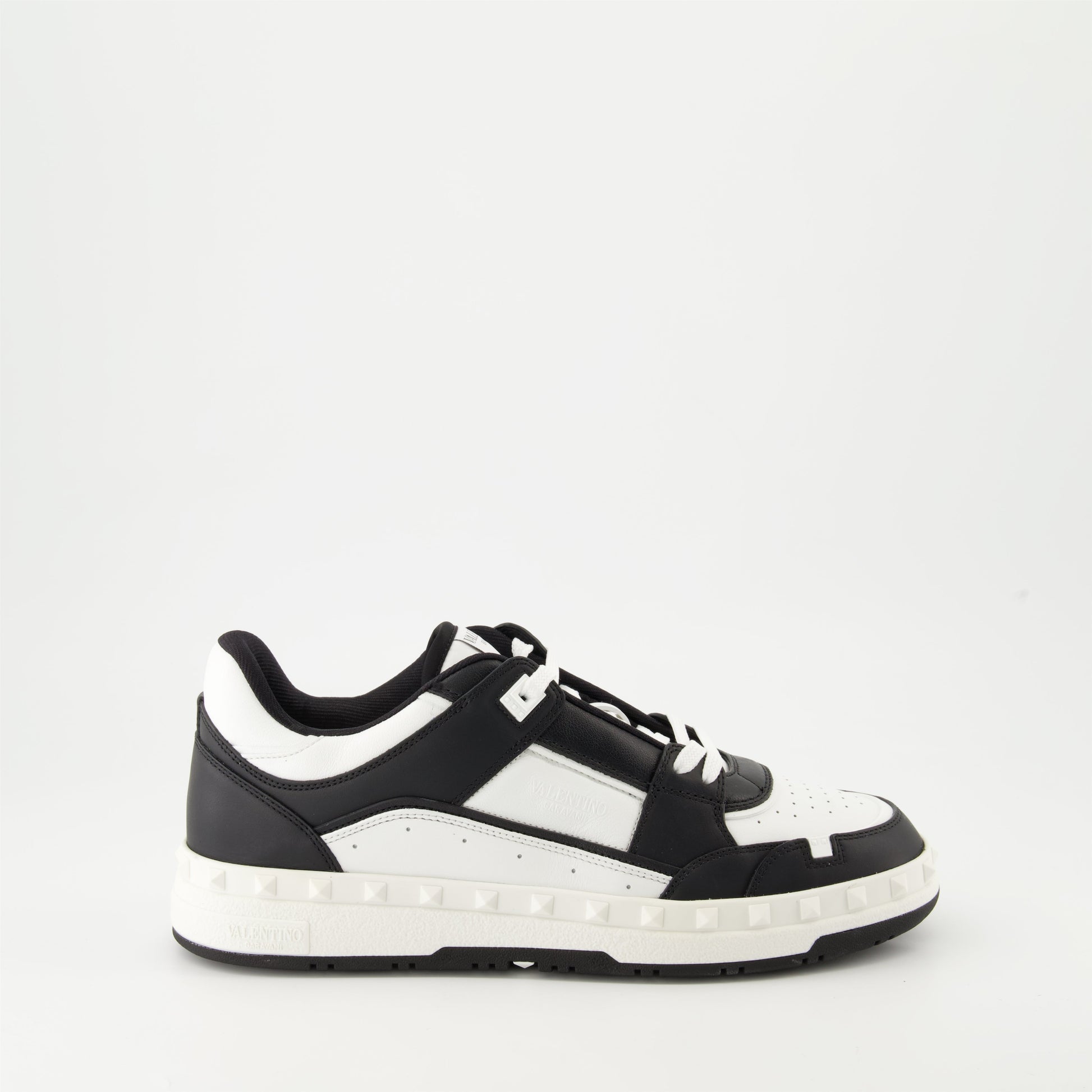 Valentino Garavani sneakers, black and white leather sneakers, luxury footwear, designer sneakers, high-end fashion