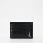 crocodile leather card holder, Cassandre card holder, stylish card wallet, men’s leather accessories, designer card holder