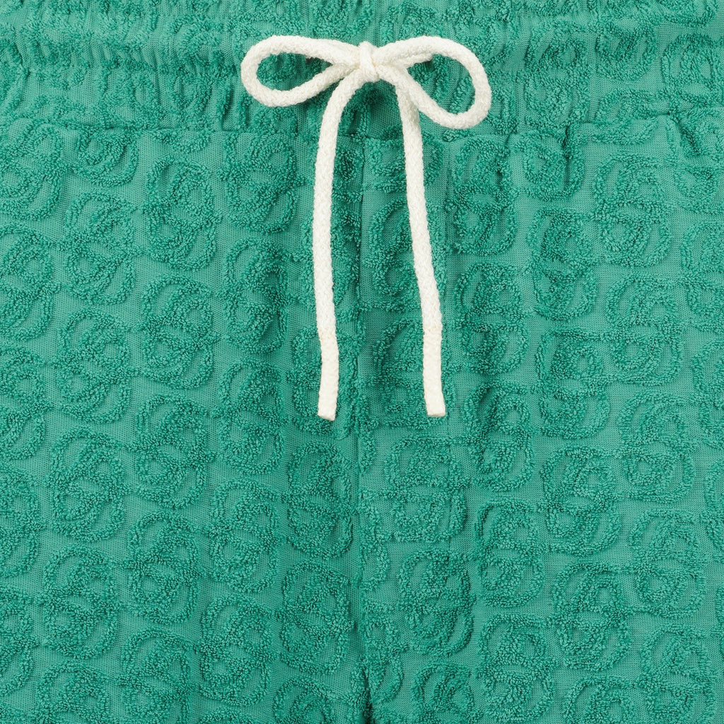 green shorts, Drole De Monsieur shorts, monogram shorts, cotton shorts, Spring-Summer 2025 collection