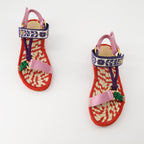 Lake Powell sandals, Valentino Garavani, multicolor print, comfortable sandals, adjustable Velcro straps
