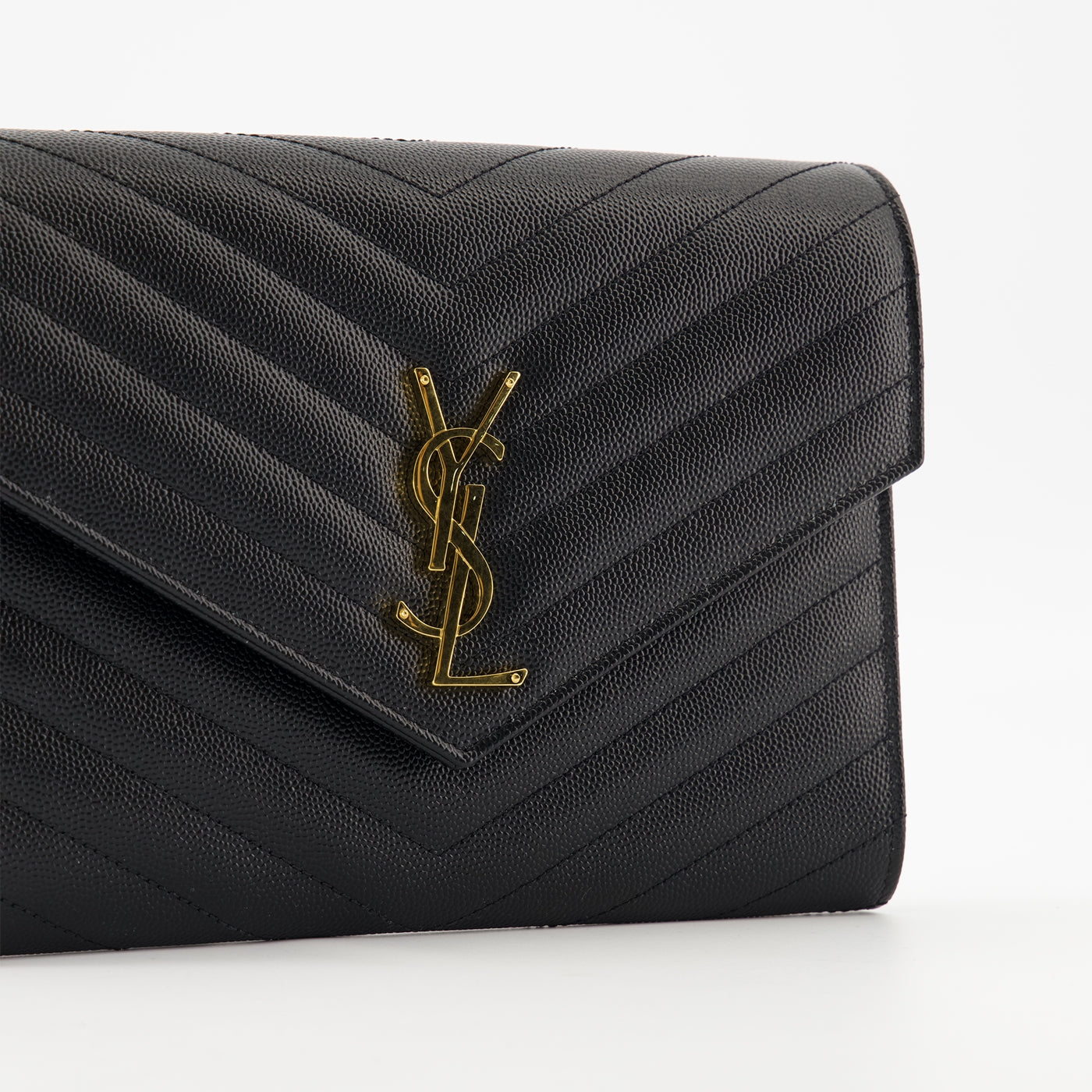 Cassandre pouch, Saint Laurent accessory, black leather pouch, designer handbag, stylish wristlet