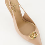 Valentino Garavani, VLogo pumps, powder pink leather pumps, luxury ankle footwear, designer shoes