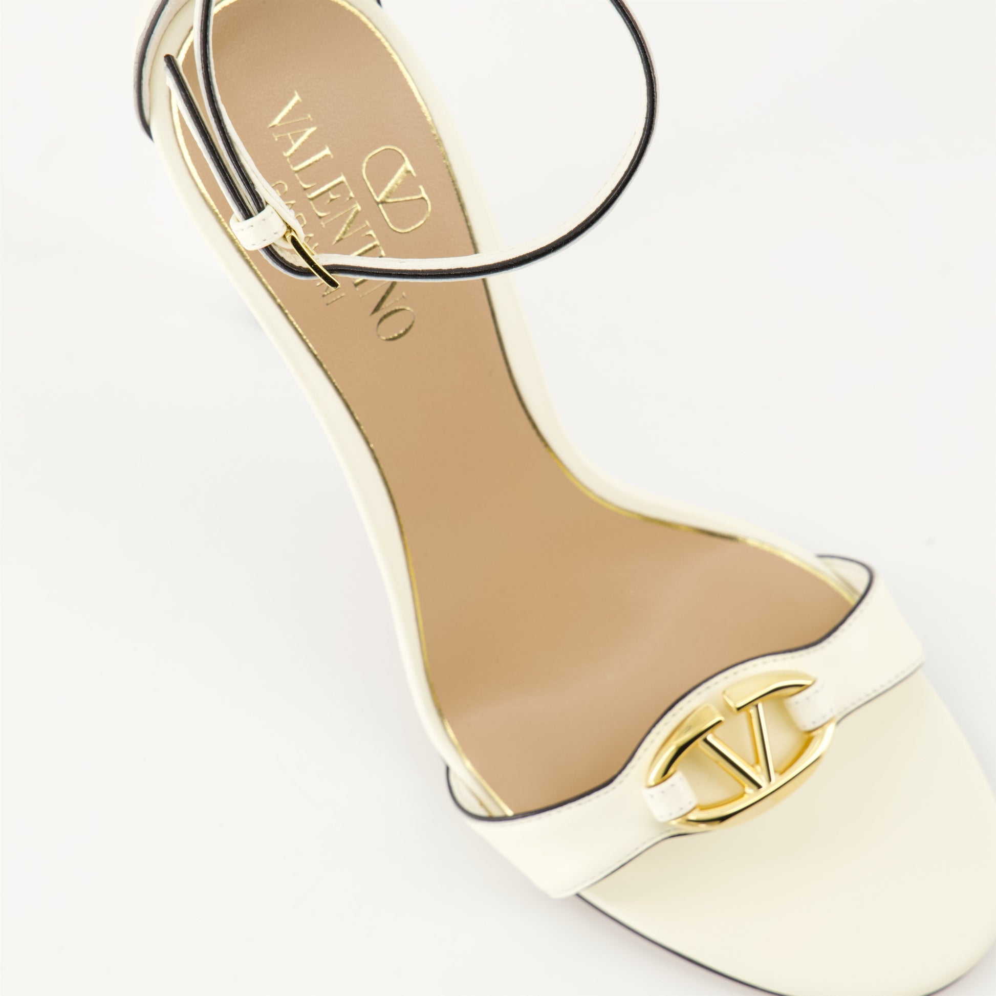 Valentino sandals, white leather heels, heeled sandals, luxury footwear, designer sandals