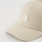 beige leather cap, adjustable logo cap, Moncler cap, cotton gabardine hat, Spring-Summer accessory
