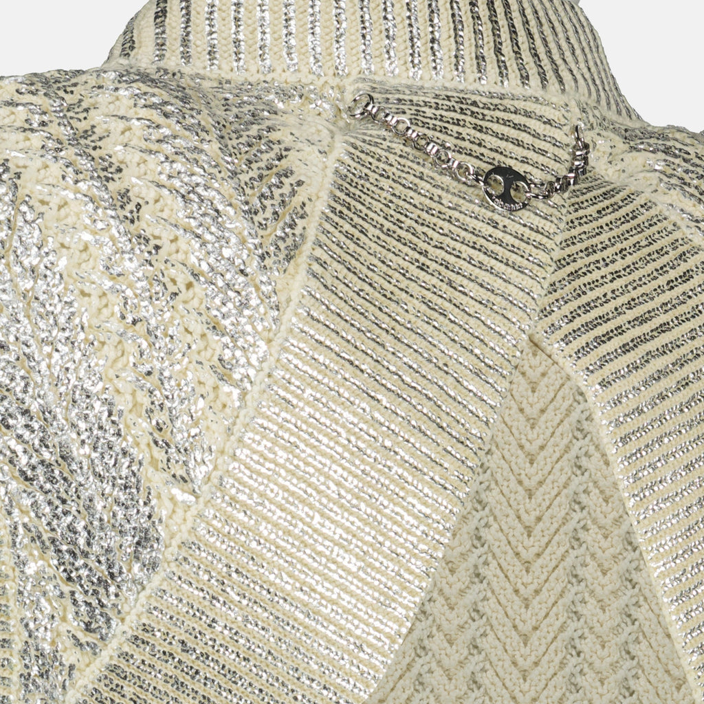 sleeveless top, Rabanne knitwear, beige top, silver details, Spring-Summer fashion