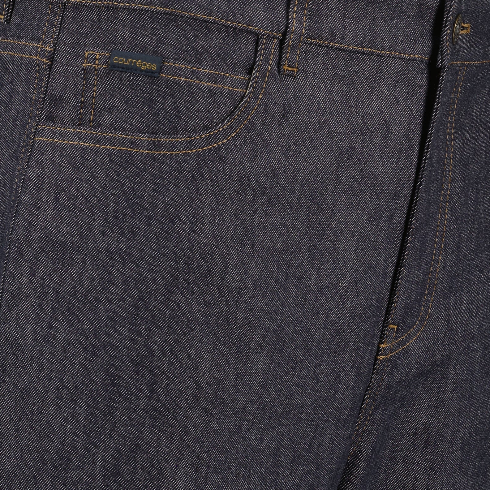 Hammer denim pants, Courrèges, grey-blue denim, baggy fit, five-pocket pants