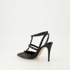 Black leather heels, Rockstud, Valentino Garavani, luxury footwear, boutique high-end
