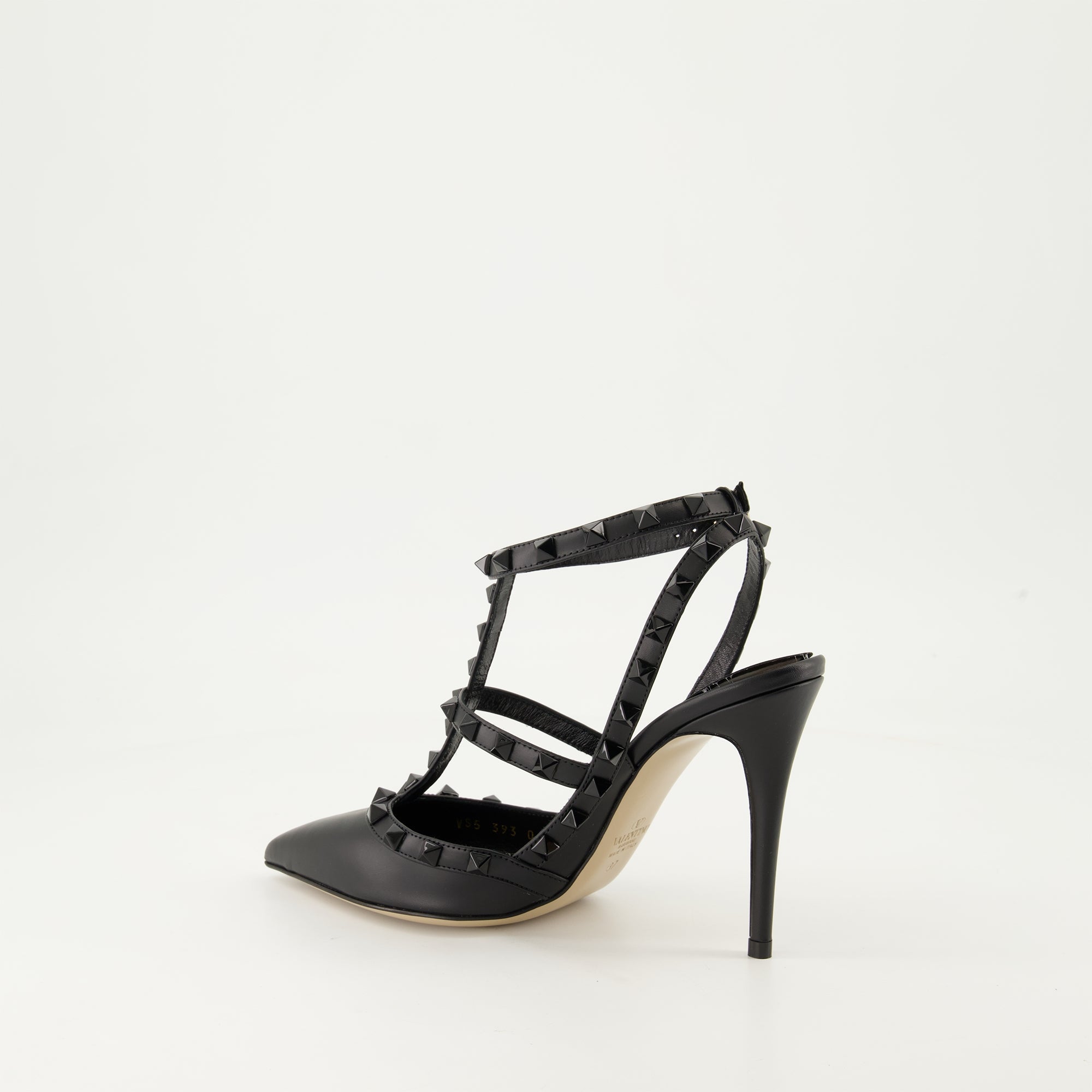 Black leather heels, Rockstud, Valentino Garavani, luxury footwear, boutique high-end