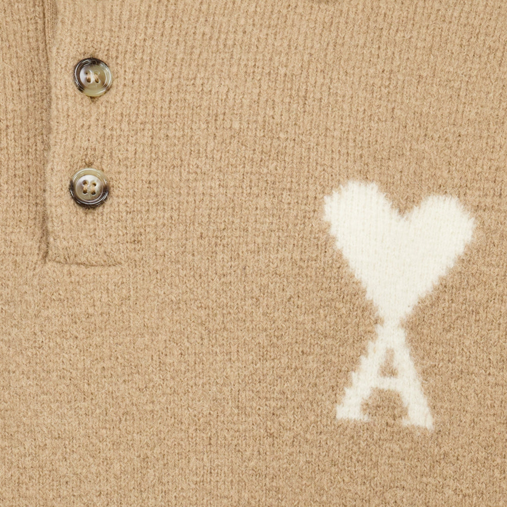 Beige Alpaca Sweater with Heart Logo