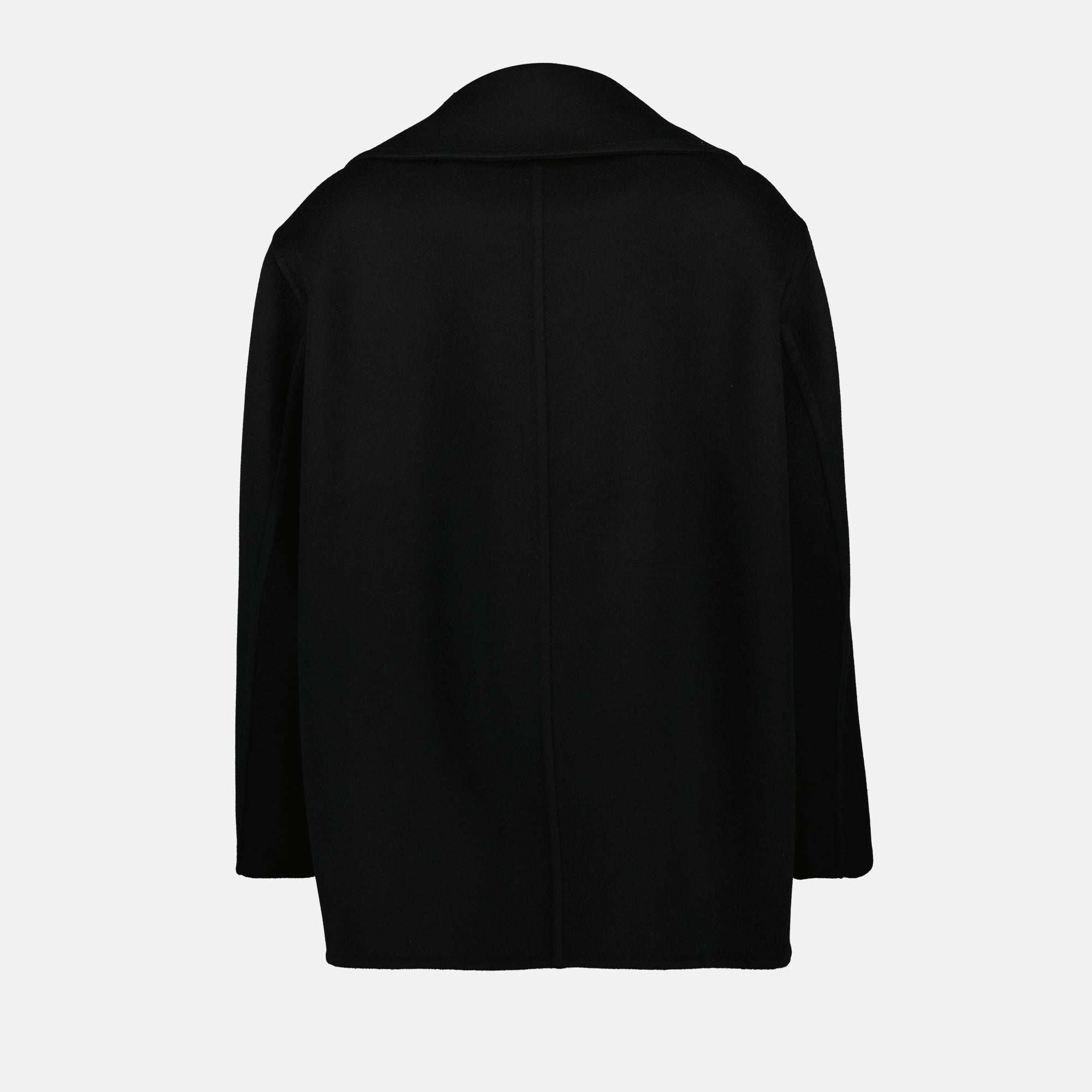 black wool coat, Saint Laurent, oversized coat, double-breasted coat, Autumn-Winter collection
