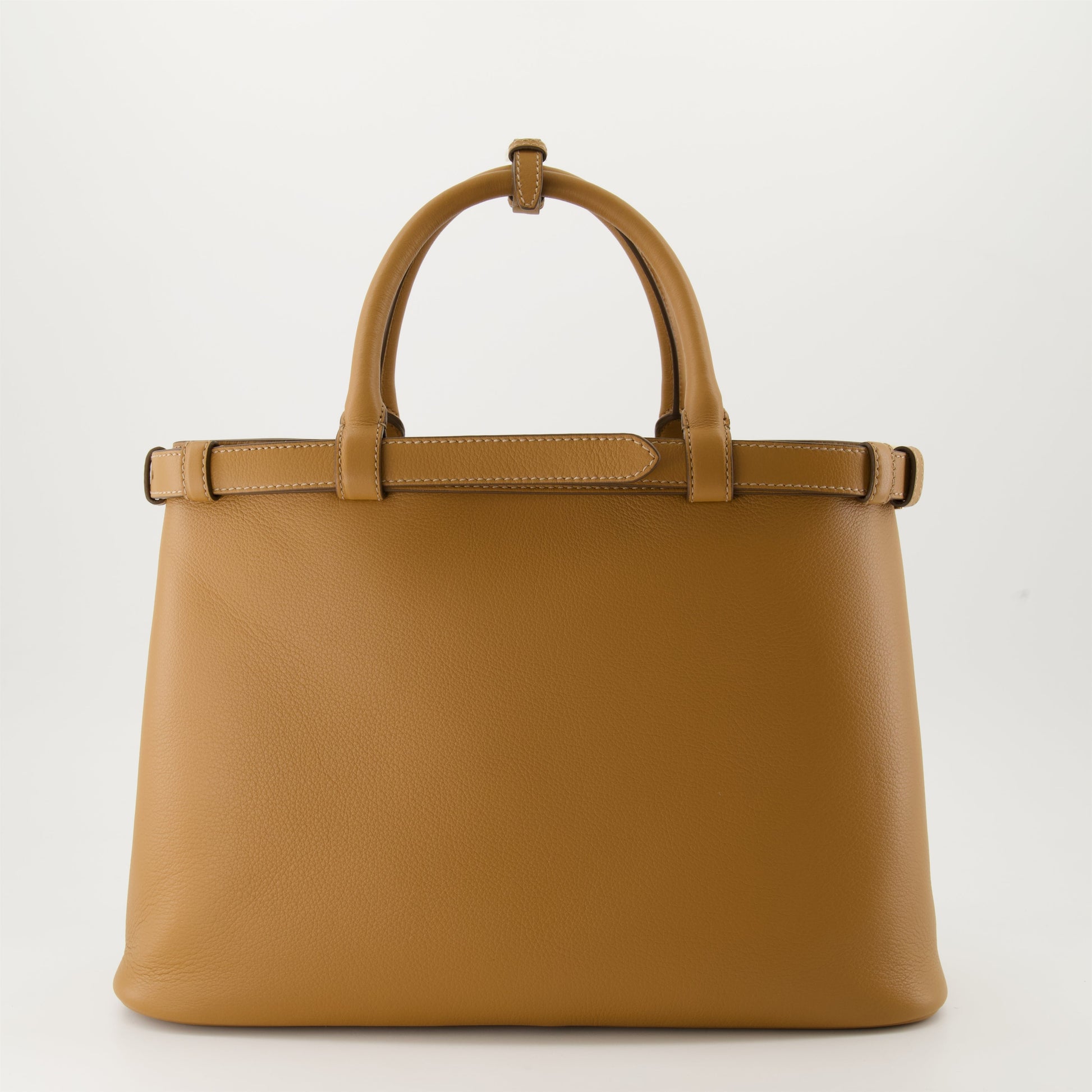 Prada buckle bag, luxury leather bag, nappa leather accessory, designer handbag, brown leather bag