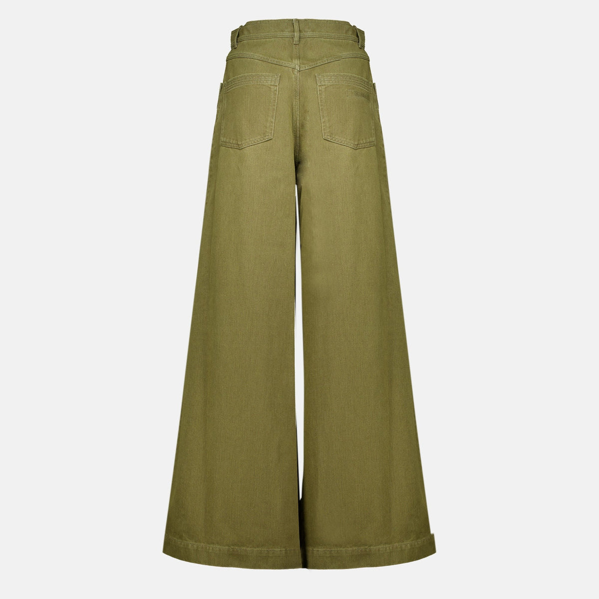 Khakifarbene Baumwollhose mit weitem Bein