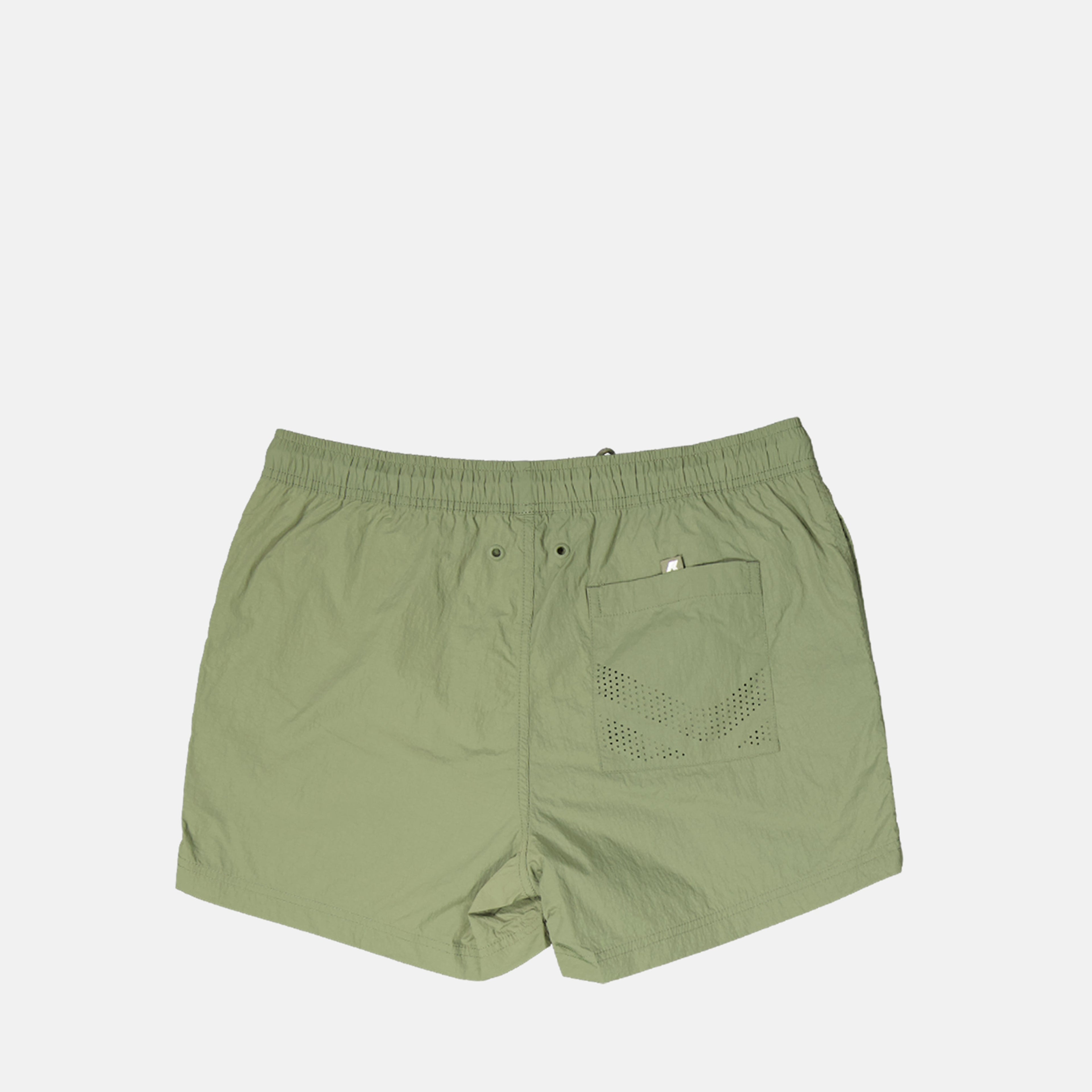 swim shorts, K-Way swimwear, quick-dry swim shorts, seersucker fabric, kaki swim trunks
