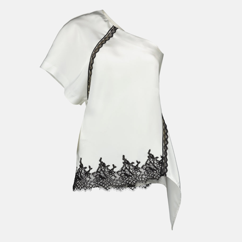 Asymmetrical Satin Top White