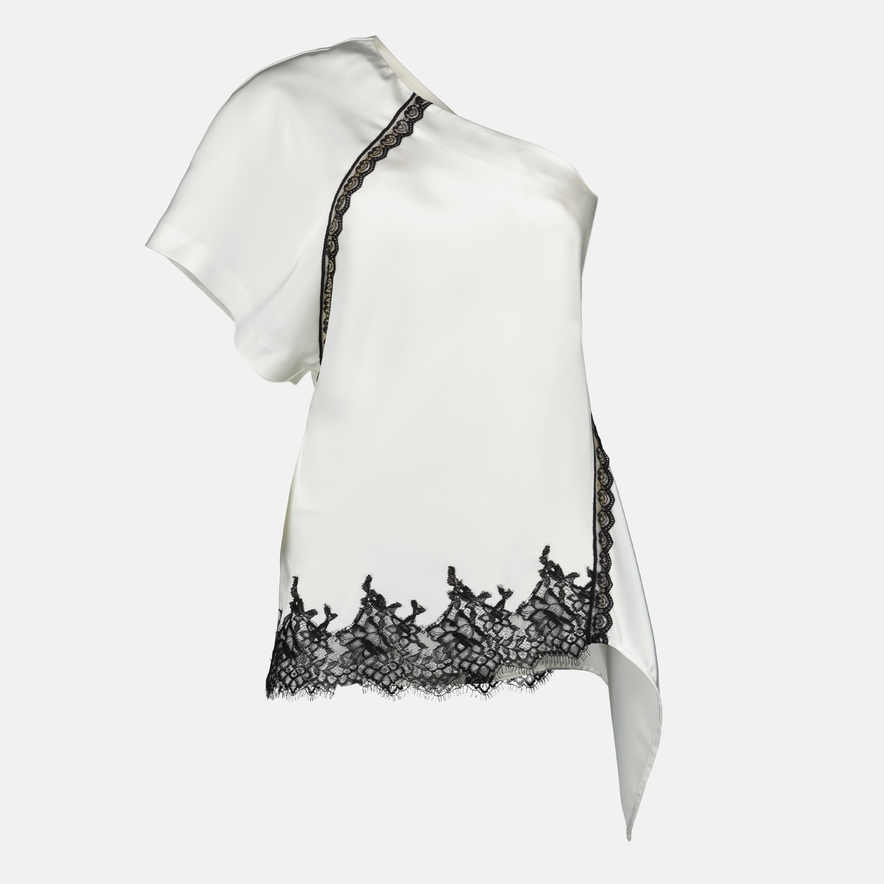 Top Satinato Asimmetrico Bianco