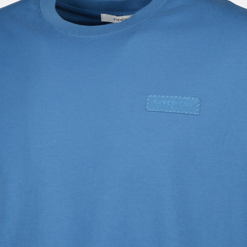 Givenchy t-shirt, light blue cotton t-shirt, gros grain logo tee, Spring-Summer 2026 collection, designer casual wear