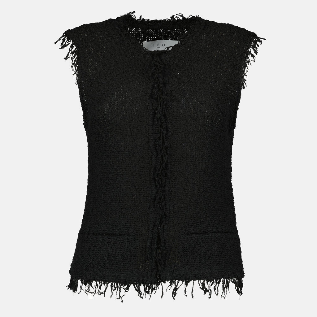 Colete sem mangas em tweed preto