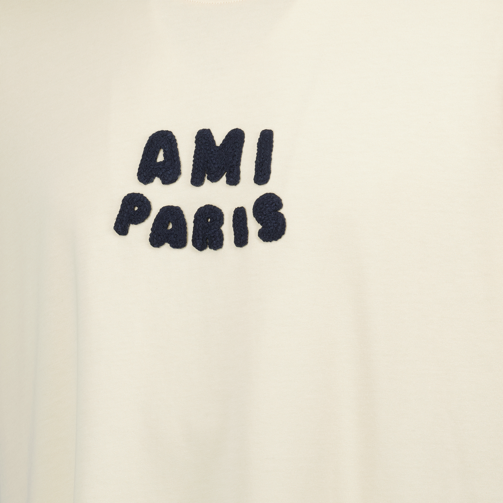 Ami de Paris T-shirt, beige patch t-shirt, oversized t-shirt, unisex fashion, contemporary casual wear