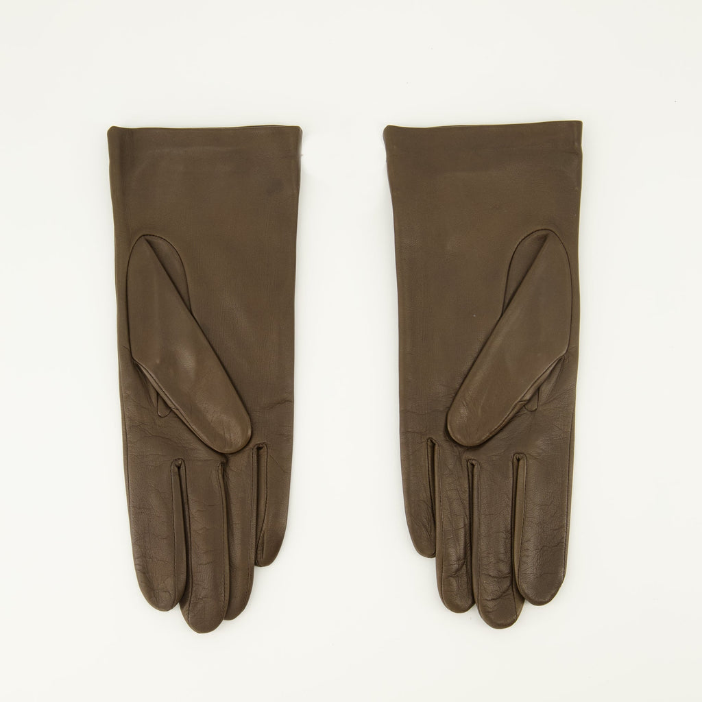 brown leather gloves, AMI Paris gloves, lambskin gloves, fashion accessories, designer gloves