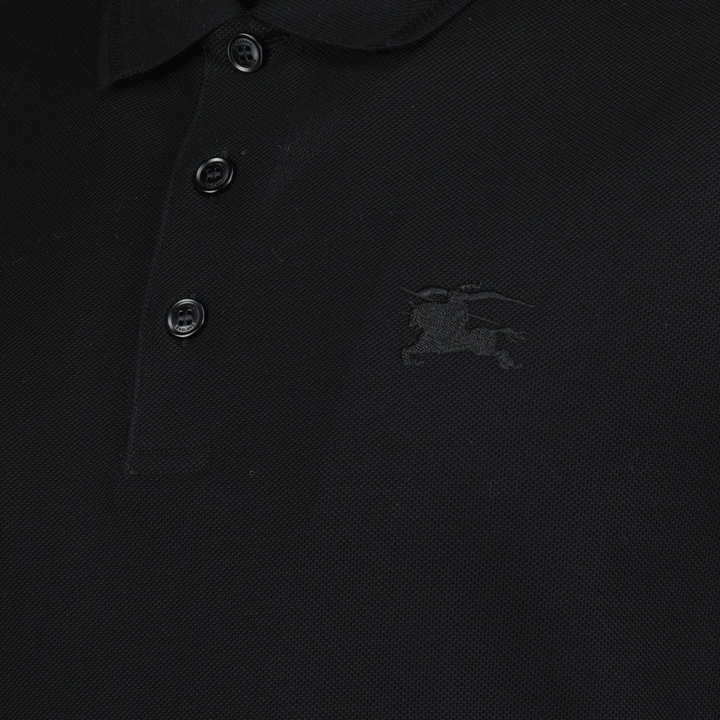 black cotton polo, Burberry polo shirt, men's classic polo, embroidered polo, summer fashion polo