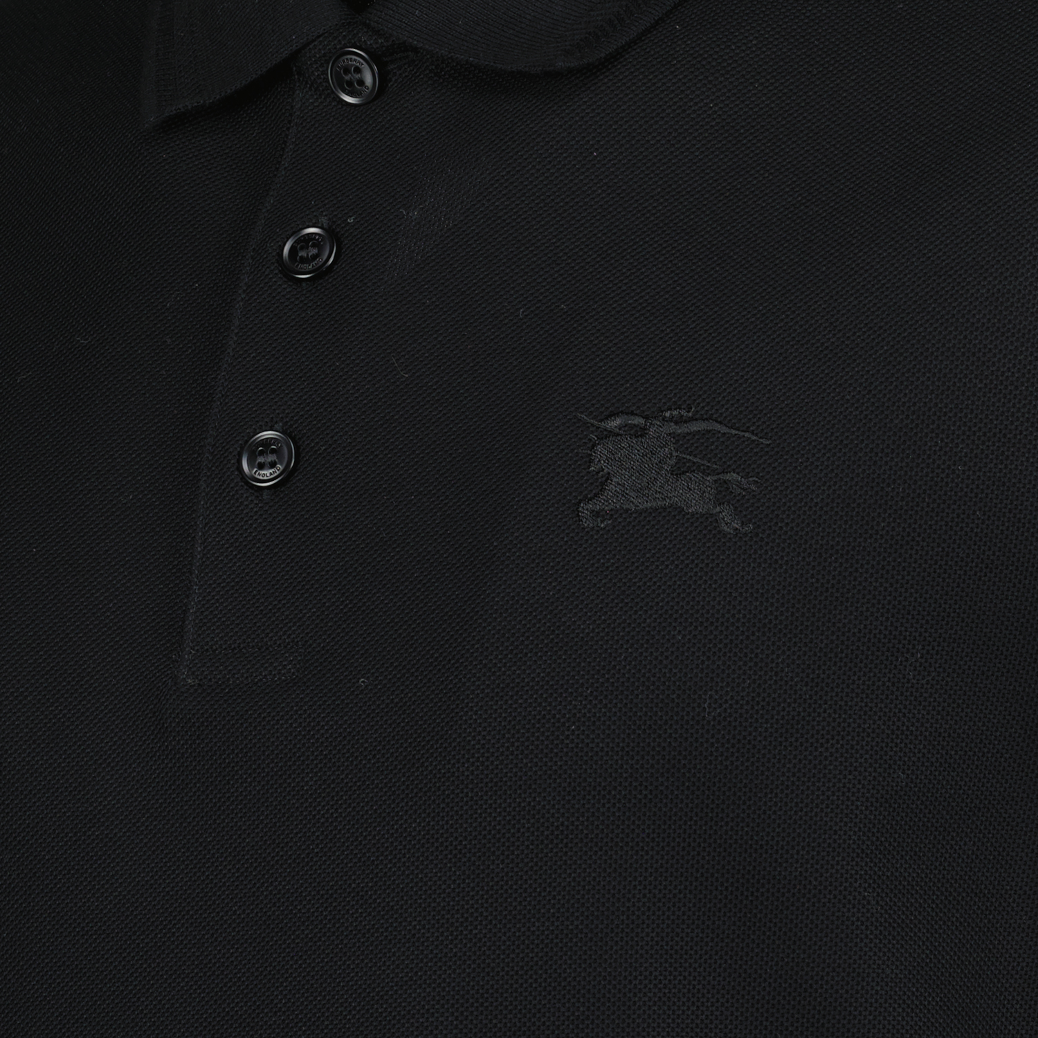 black cotton polo, Burberry polo shirt, men's classic polo, embroidered polo, summer fashion polo