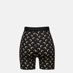 Moon print cycling shorts, Marine Serre shorts, high waist shorts, polyamide athletic wear, Fall-Winter 2025 collection