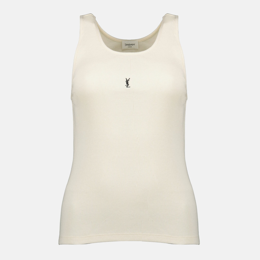Bilde av Cassandre beige tank topp av Saint Laurent for kvinner - Sesong Vår-Sommer 2026 - Frontvisning