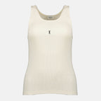 Image of Cassandre Beige Tank Top by Saint Laurent for Women - Season Spring-Summer 2026 - Front View