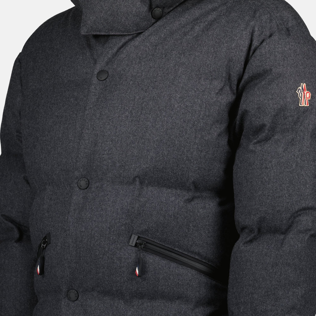 Image of Wool Down Jacket with Tricolor Details by Moncler Grenoble for Men - Season Autumn-Winter 2024 - Detail View 5