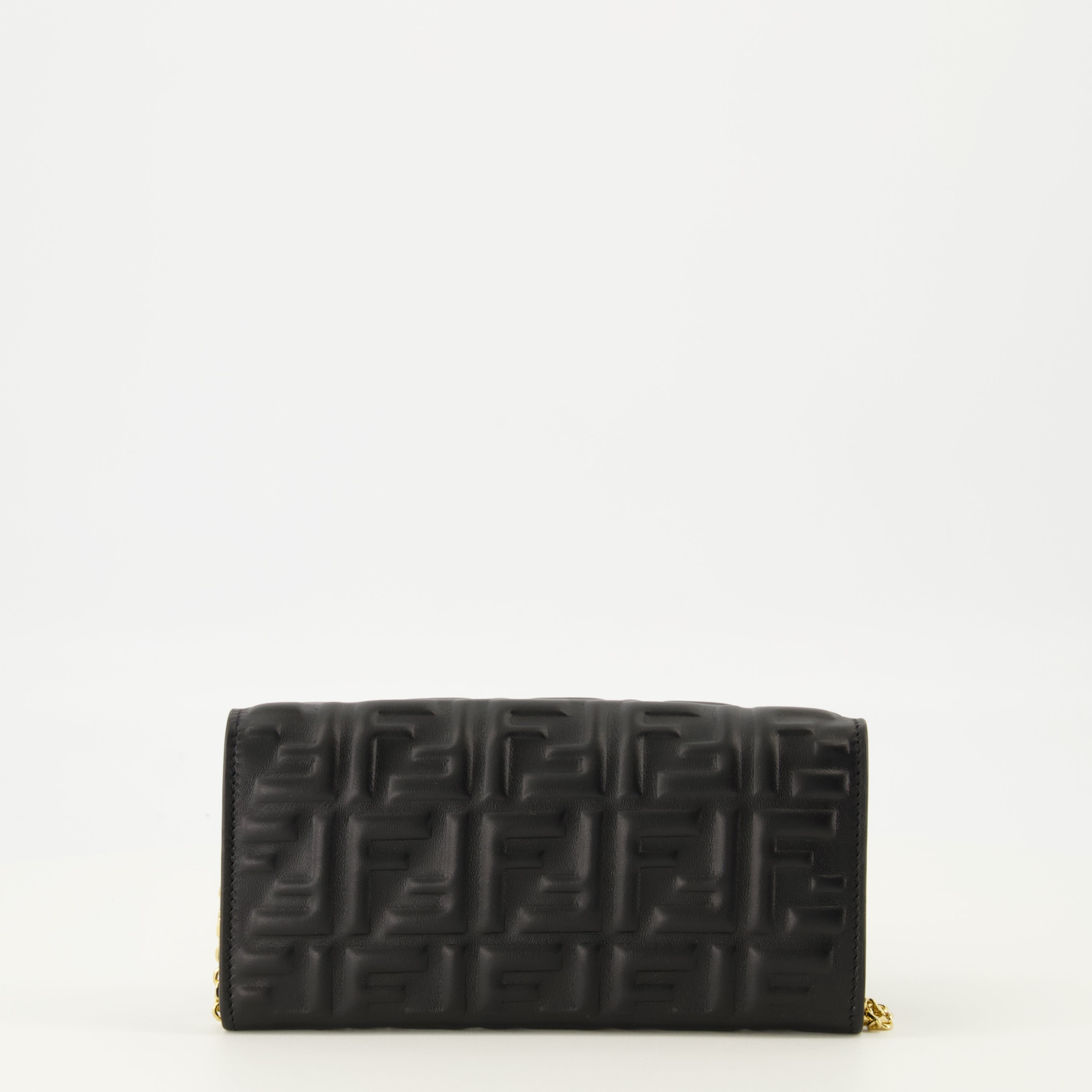 Fendi wallet, chain wallet, embossed leather wallet, designer accessories, elegant wallet