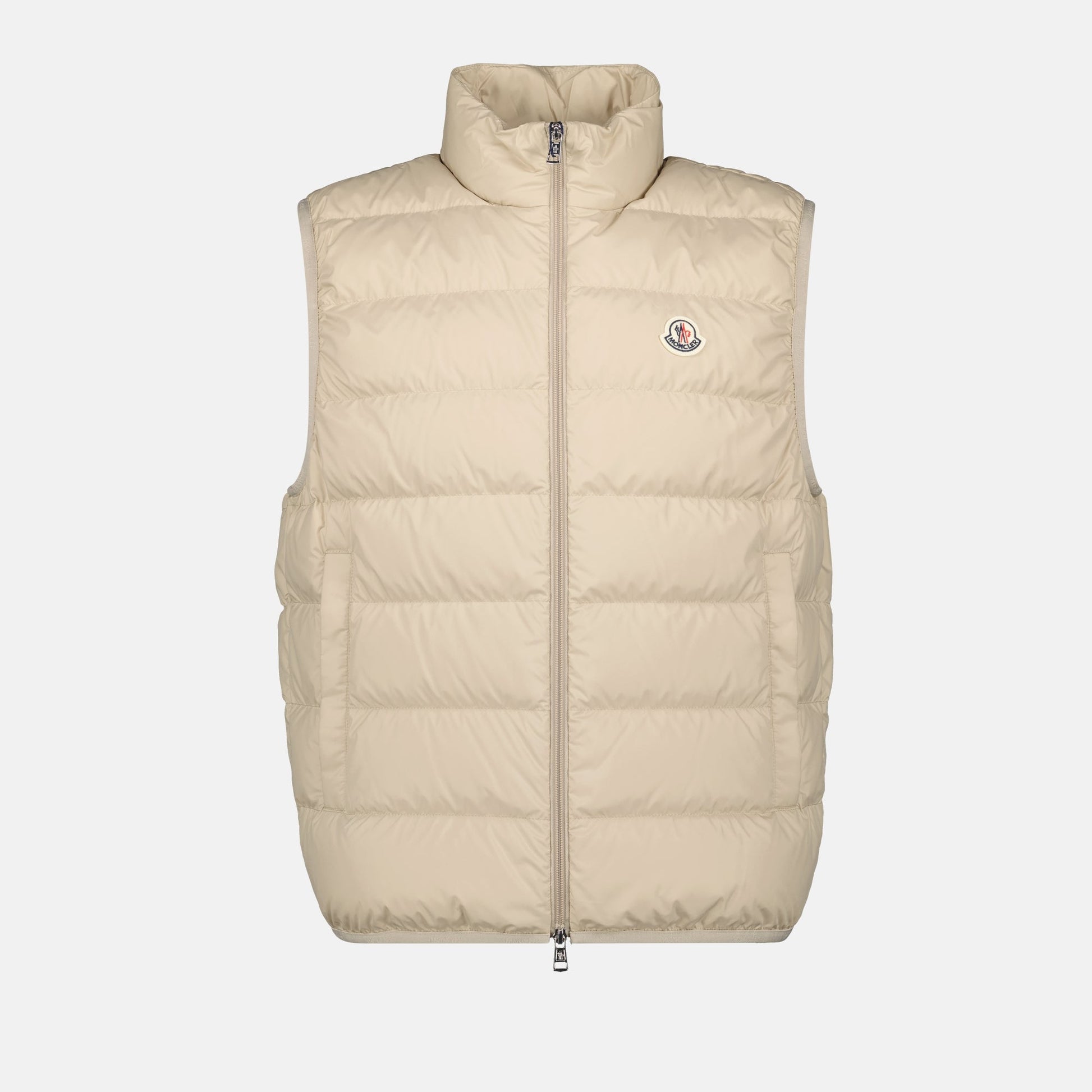 sleeveless vest, Contrin beige, Moncler, double zip, autumn-winter