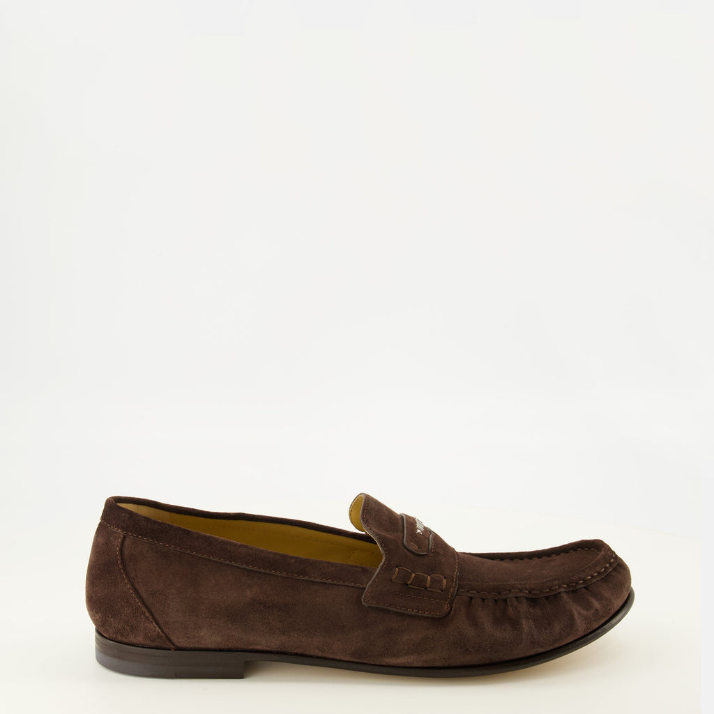 Brown Suede Scrunch Loafers