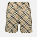 beige checked shorts, Burberry shorts, men's shorts, vintage check shorts, polyester shorts