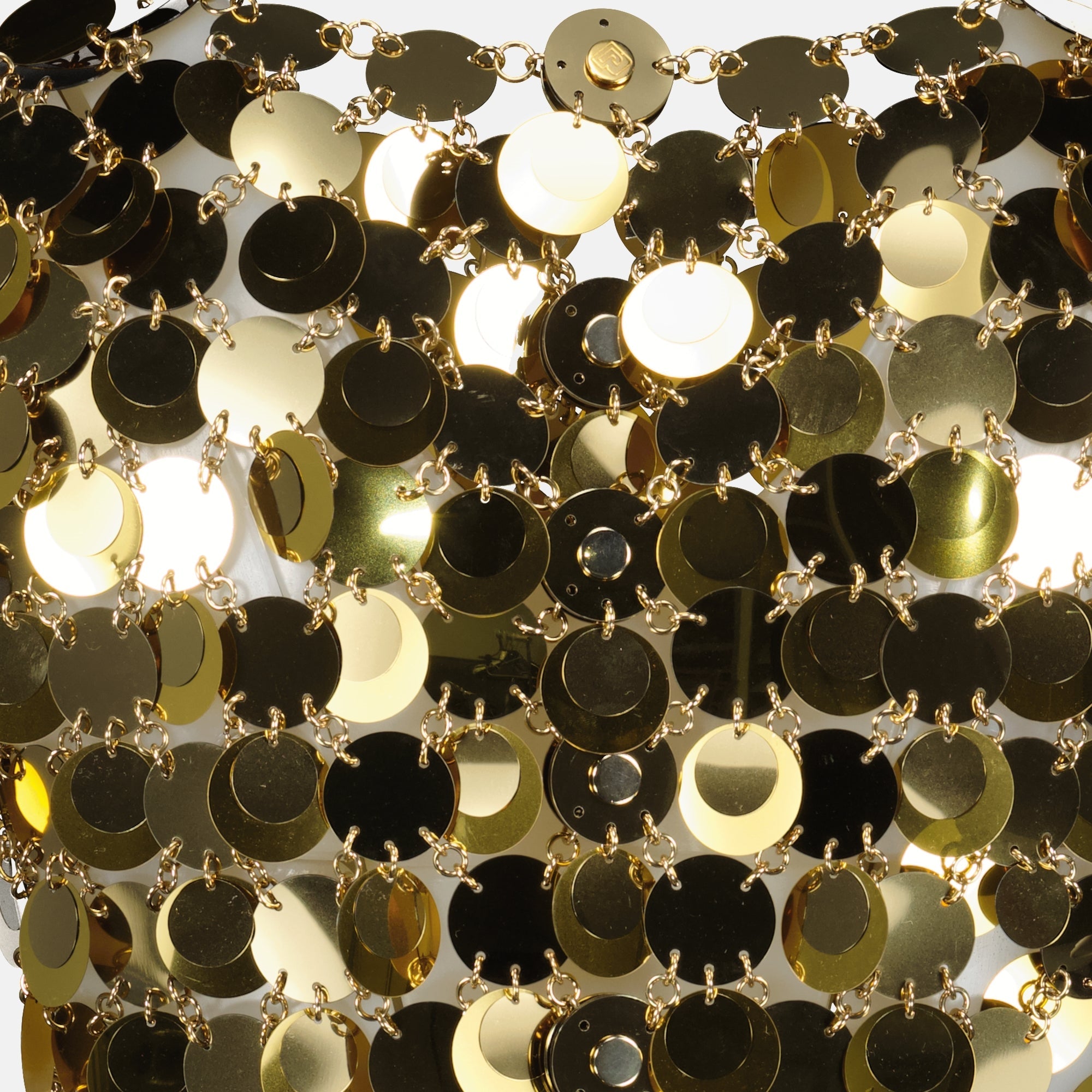 Rabanne dress, gold dress, midi dress, mirror effect dress, Autumn-Winter collection