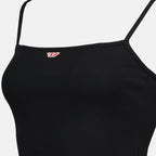 ribbed stretch top, black tank top, Diesel Autumn-Winter 2024, elegant sleeveless top, versatile women's wear