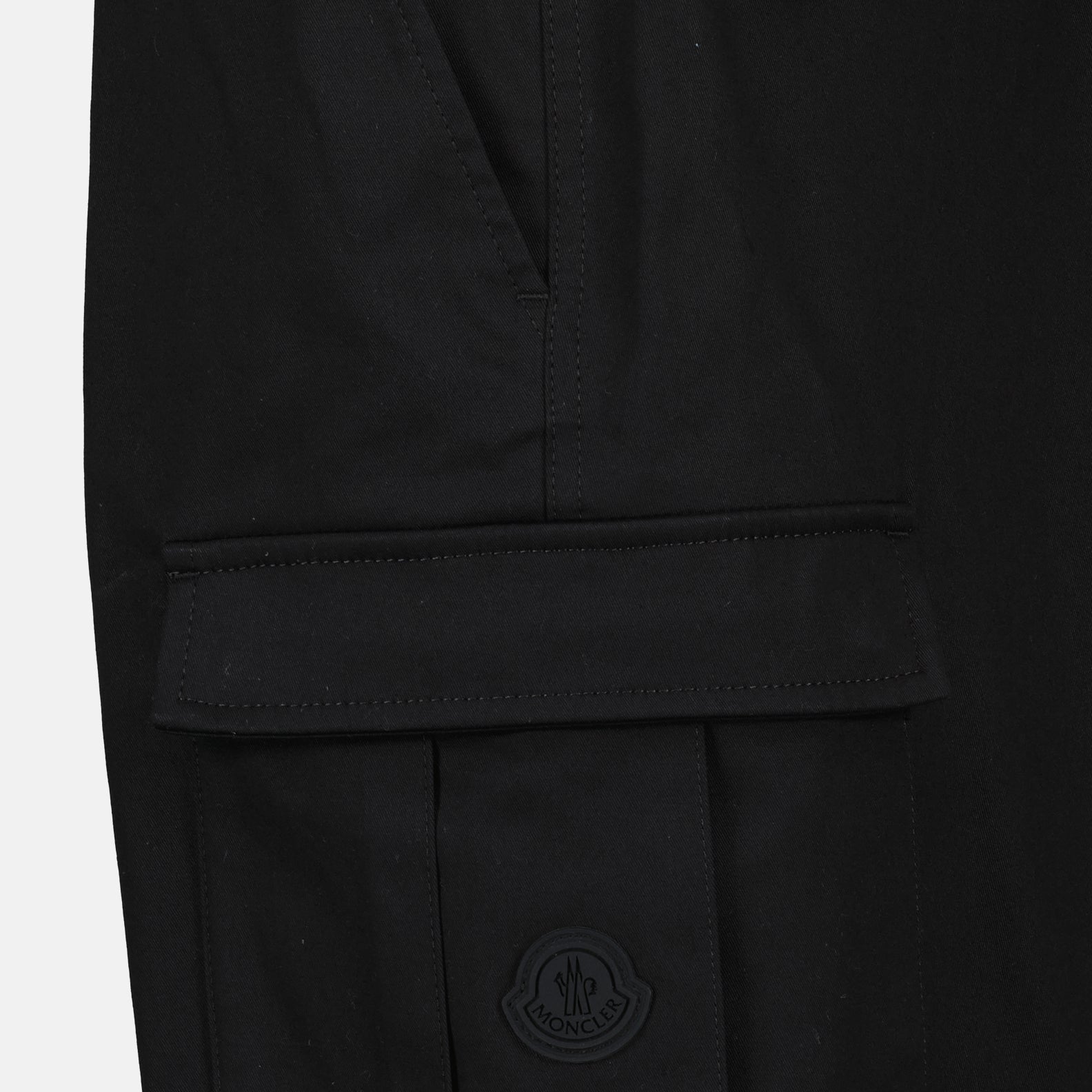 Black cargo pants, Moncler pants, cotton-elastane blend, men's fashion, Autumn-Winter 2024